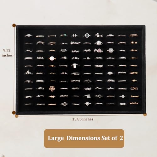 Image of Large Velvet Jewelry Tray Display Drawer Inserts 2 Pack