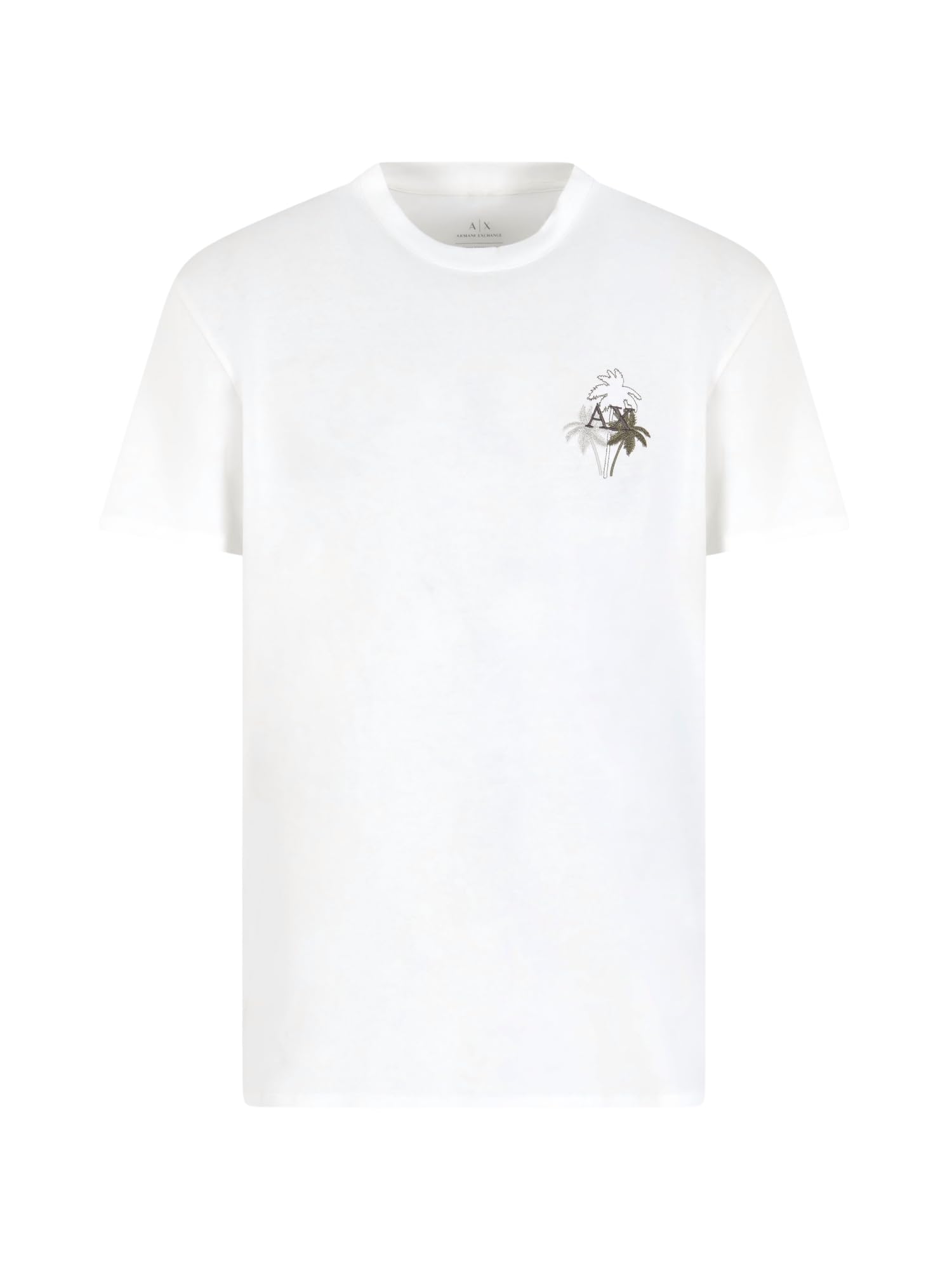 Armani Exchange Men's Off-White Crew Neck Palm Tree Tee Off White M