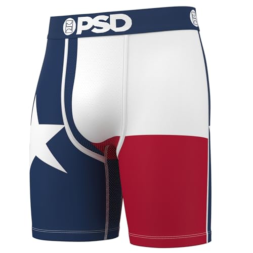 PSD Mens Travel Destination Boxer Briefs - 7 Inch Inseam Breathable and Supportive Men's Underwear with Moisture-Wicking