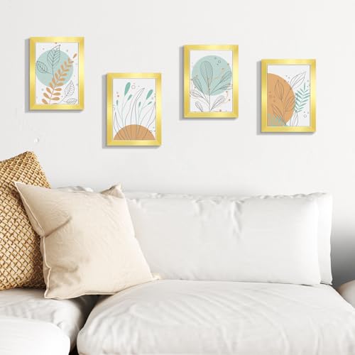 LaVie Home 5x7 Picture Frame for Wall Display, 5x7 Gold Picture Frame with HD Plexiglas, 5 x 7 Matted Frame 1 Pack, Display Frame for Vertical or Horizontal, Classic Collection
