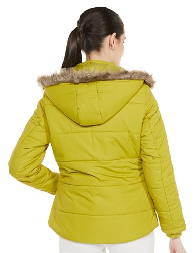 Image of Qube By Fort Collins Women's Medium-Length Bomber Jacket with Detachable Hood Stylish Winterwear for All-Day Comfort |Material: Nylon