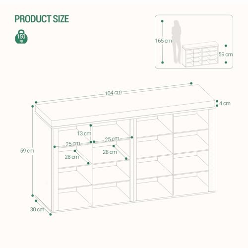 Banc à chaussures avec rangement 16 niches Hzuaneri : la solution gain de place pour l'entrée - 4
