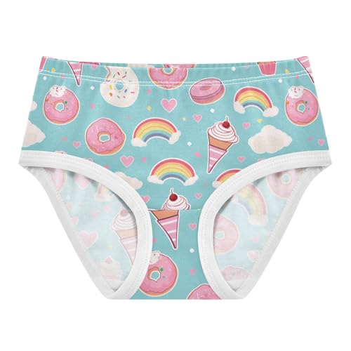 Wusikd Cupcakes Doughnuts Girls' Underwear Cotton Rainbows Girls Briefs Soft Toddler Underwear 2T