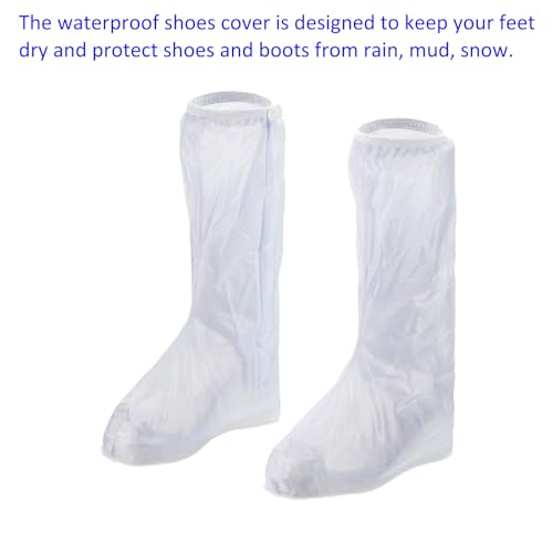 Cubiertas impermeables para zapatos M METERXITY - Galochas reutilizables antideslizantes plegables con cremallera, para deportes al aire libre (XL, Blanco) miniatura 5