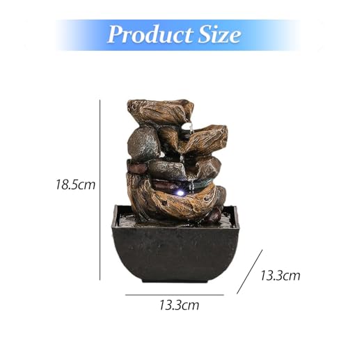 Fuente de agua de mesa, fuente de escritorio de cascada alimentada por USB, decoración de humidificador para el hogar, oficina, sala de estar, dormitorio