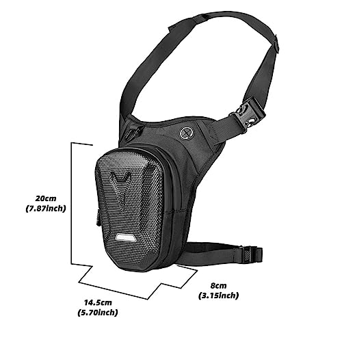 CalmGeek Beintasche und Bauchtasche 2 in 1, Oberschenkeltasche Motorrad Tasche Motorrad Beintasche für Herren und Damen, Hartschalen Beintasche, für Motorrad Reiten Wandern Angeln (Schwarz)