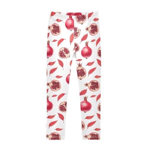 ALAZA Girls' Leggings Children's Yoga Pants Skinny Printed Dance Pomegranate Red Comfortable 4T