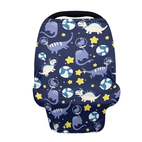 Image of Dinosaur Car Seat Cover for Baby Carseat - Infant Car Seat Cover for Sun - Breathable Nursing Cover Up for Breastfeeding, Lightweight Car Seat Canopy