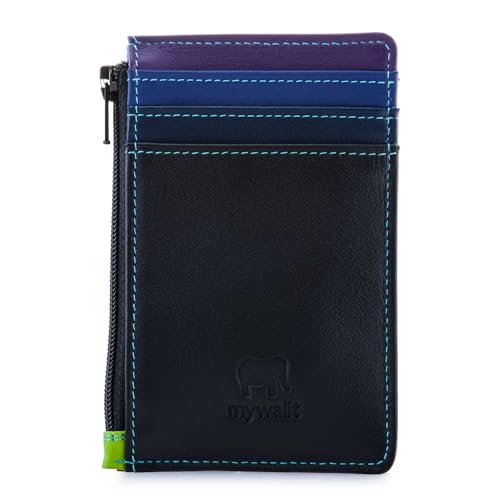 Image of Mywalit Multi-coloured Unisex Adults Classic Plastic Wallet with 4 Credit Card Slots, Transparent ID Card Window, External Zip Coin Pocket
