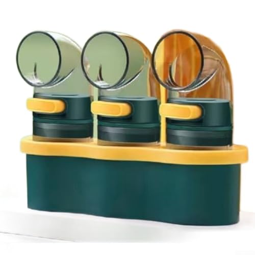 Salz- und Pfefferstreuer zum Kochen und Grillen, mit nachfüllbarem Behälter und Dosierkontrolle für Aroma-Gewürze (3 Stück (mit Basis))