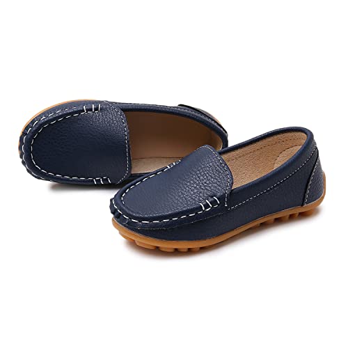 Image of SOFMUO Boys Girls Leather Loafers Slip-On Oxford Flats Boat Dress Schooling Daily Walking Shoes(Toddler /Little Kids)