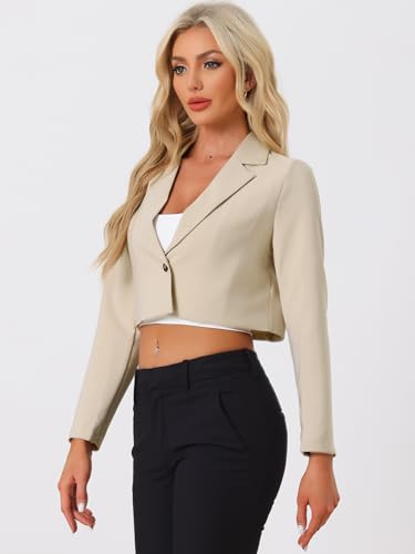 Allegra K Women's Lapel Collar Open Front Cardigan Office Work Business Casual Cropped Blazer Jacket3