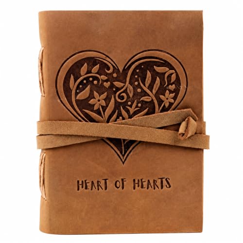 Image of CAVALO Vintage Leather Diary Journal for Men & Women (5x7 Inch, 240 Unlined Thick Pages) - Handmade Antique Embossed Leather Notebook for Sketching, Writing & Gifting (Heart of Heart)