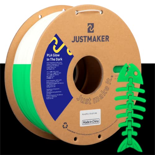 JUSTMAKER Glow in The Dark 3D Printer Filament, PLA Luminous Filament, Upgrade...