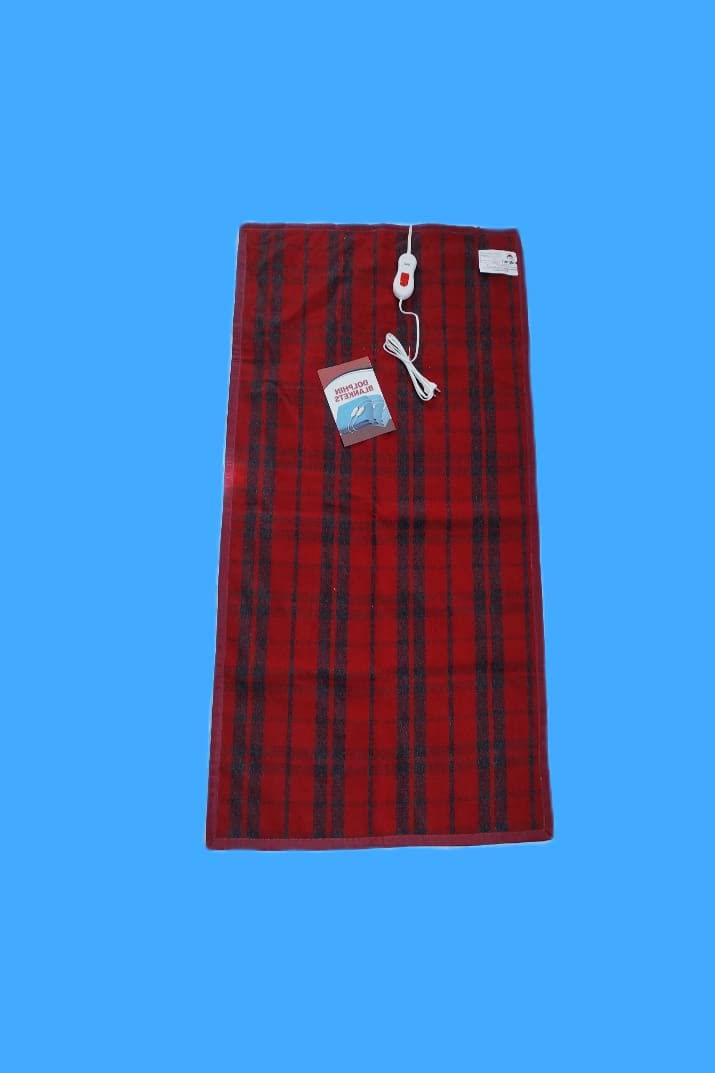 60 * 72 inches Dolphin Brand Electric Bed Warmer - Electric Under Blanket - Wool & Cotton Material -Single Bed Size - Multicolour (Maroon)