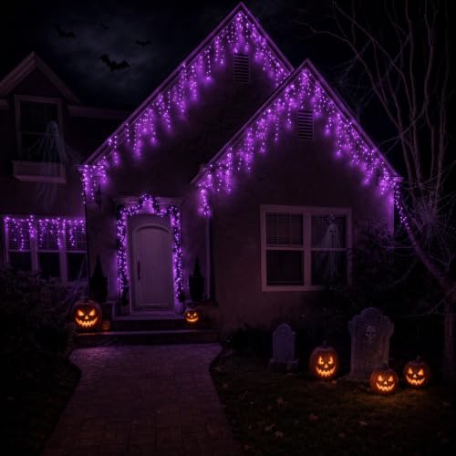 JEAYYDSI 105FT Outdoor Halloween Lights, 970LED Purple Halloween Lights 8 Lighting Modes with Timer Memory Waterproof, String Lights for Outside, Party, Holiday, Garden Decor - image 6