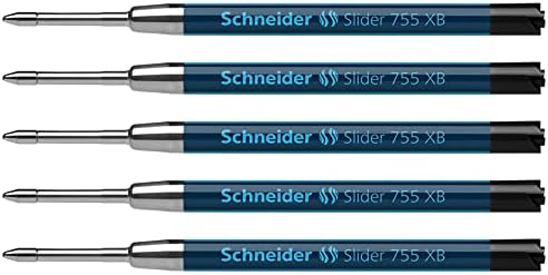 Schneider Slider 755 Ricariche Per Penna A Sfera - Confezione Da 5 - Tecnologia ViscoGlide - Punta XB Larga - Nero - 3