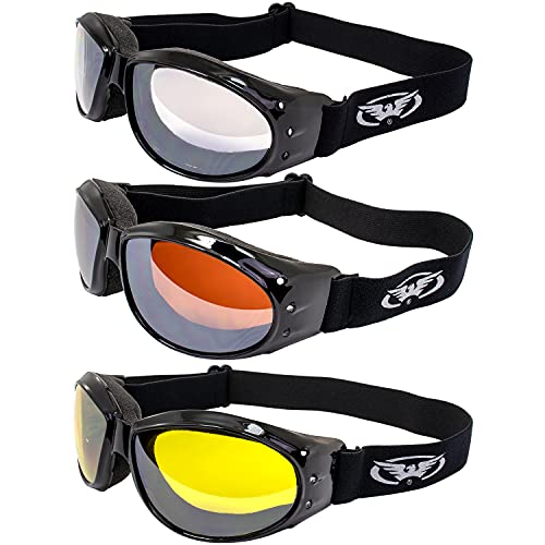 Global Vision Motorcycle Atv Dirt Bike Riding Clear Mirror And Driving Mirror Glasses Sunglasses (Clear Mirror, Driving Mirror & Yellow Mirror) #TOP10