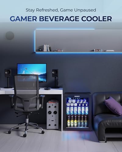 Image of EUHOMY 1.7 Cu.ft Mini Fridge, 68 Can Beverage Refrigerator with Glass Door