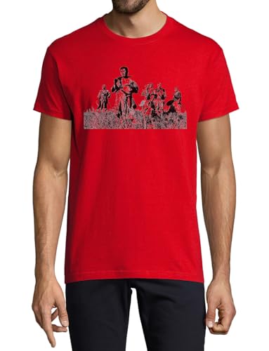 T-shirt Seven Samurai homme rouge coton vintage col rond mode vintage