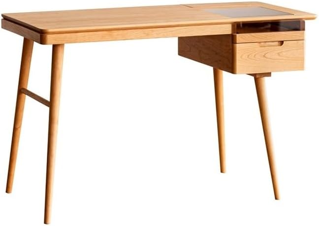 ENGENDER Desk Nordic Style Home Office Study Office Desk Computer Desk with Drawer Storage Cabinet Study Table Workbench Workstations(B,1.4m)