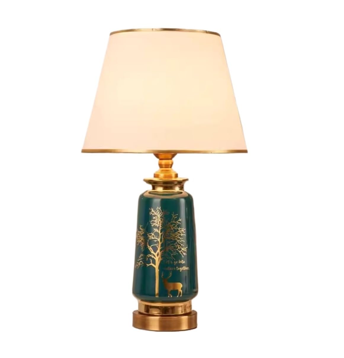 Lampka nocna Ceramiczna Lampa Stołowa Nowoczesna Lampa Nocna Klosz Z Tkaniny Lampka Nocna Do Salonu Sypialnia lampa stołowa (Color : Grün, Size : 30 * 53cm)