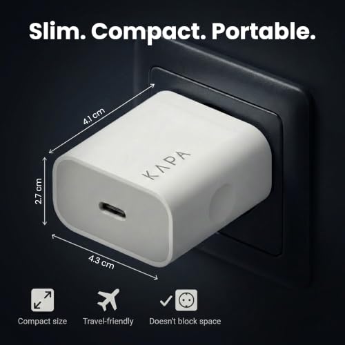 Image of 20W PD Fast Charger Adapter for iPhone 15 /16 /17 Series | Type C Wall Adapter + Type C to C Cable | Compatible with iPhones & Other Type C Devices | BIS Certified|1 Year Warranty | White