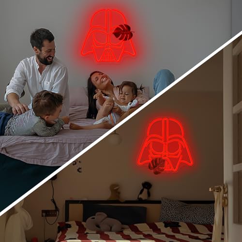 Image of Alien Mask Neon Sign Dimmable Helmet Neon Light Sign Game LED Sign Wars gaming Light Up Sign gamer Neon Lights for Bedroom Man Cave Gamer Gift
