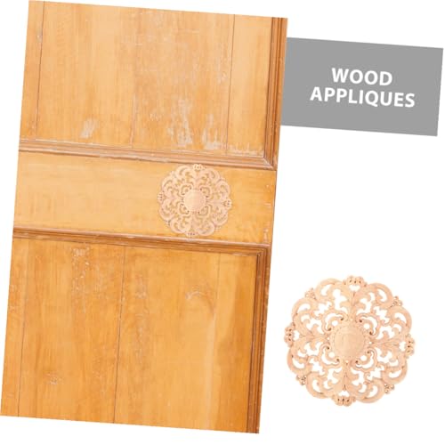 4 apliques de madera tallada redondos para decorar muebles sin pintar 5