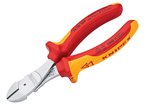 Knipex High Leverage Diagonal Cutter chrome-plated, insulated with multi-component grips, VDE-tested 160 mm (self-service card/blister) 74 06 160 SB
