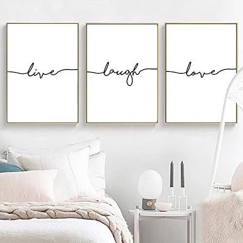 Live Love Laugh Affiches minimalistes triptyque de toile de peinture moderne pour salon 50x70 cm