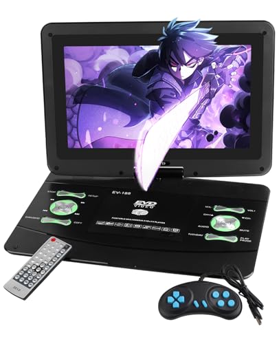 Xelyra ポータブルDVDプレーヤー 13.3インチ 大画面 回転式 6時間再生 リージョンフリー USB/SD対応 ゲーム付き 多機能 小型 軽量 リモコン付