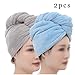 Produktbild Kürbisflasche Haar-Handtuch | Einfarbig Turban auf dem Handtuch|Mikrofaser Haarturban|schnelltrocknendes Handtuch|super nach Bad und Dusche (2 Packung) A-turban handtuch ( Farbe : Blue and Gray )