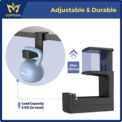 Pc Gaming Headphone Stand,Christmas Stocking Stuffers,Dual Headset Hanger Hook Holder With Adjustable & Rotating Arm Clamp,Under Desk Design,Universal Fit,Built In Cable Clip Organizer Eurpmask #TOP3