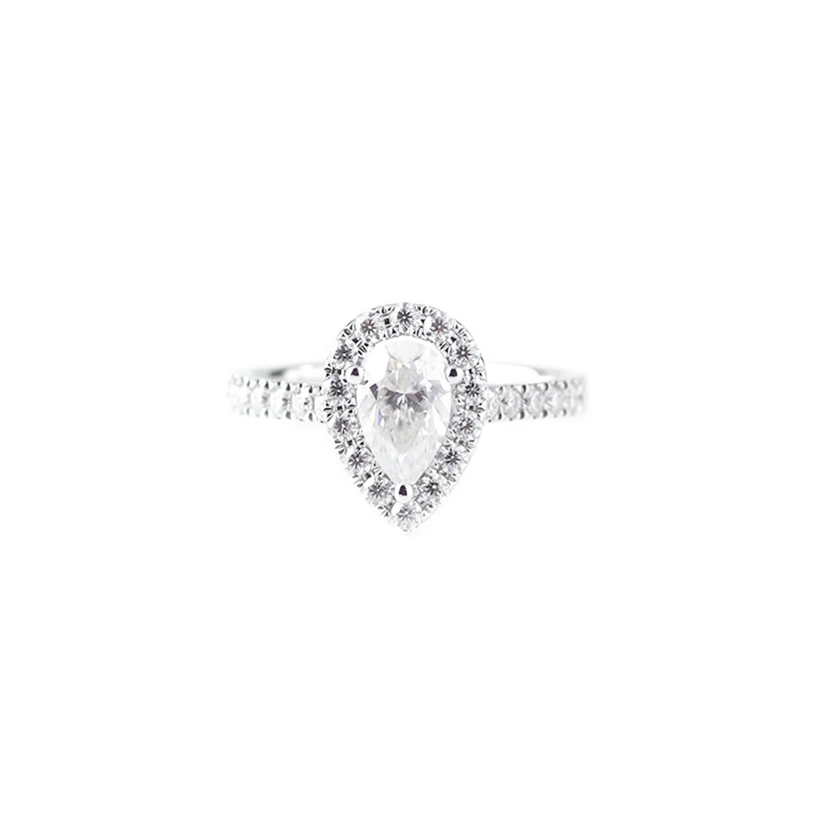 Pierścionek zaręczynowy damski Moissanite, białe złoto, zaręczynowy, łza, 14/18 karatowego złota