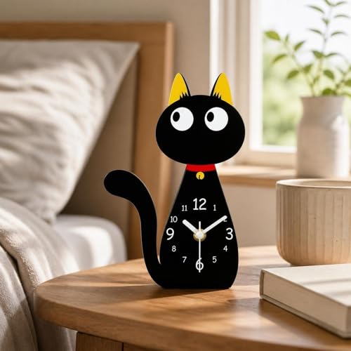 RNXRZANK 置き時計 猫モチーフ サイレントモデル 装飾雑貨 実用品 手軽な設計 愛らしい印象 おしゃれ感 オフィス寝室リビングに適用, A [5]