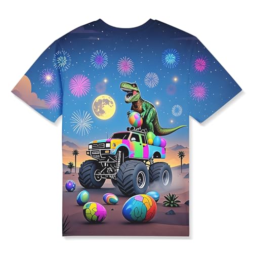 Image of Linnhoy Kids 3D Print Fashion Graphic T-Shirts for Boys Girls 6-16 Years | Unisex Colorful Short Sleeve, Crewneck, Breathable Fabric, Suitable for Daily Sport Festival Wear