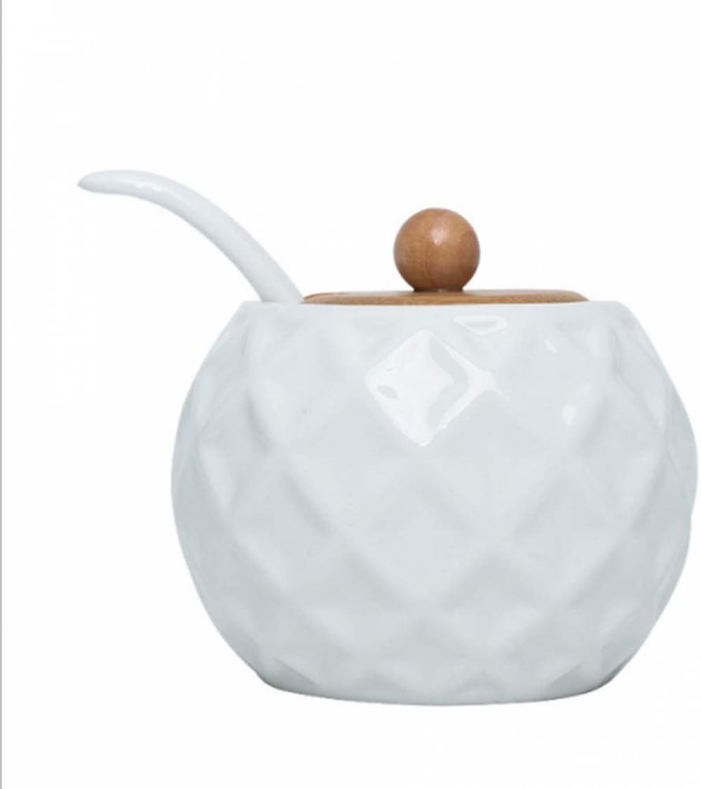 Gewürzdosen, Set mit 3 Gewürzgläsern, Gewürzständer, Keramik-Zuckerdose, Vorratsdose Servierlöffeln und Deckel, 24 x cm