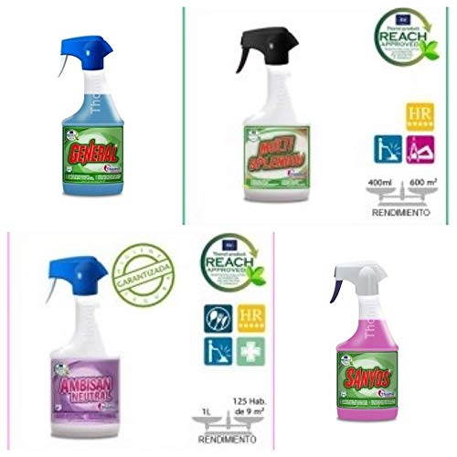 KIT ESPECIAL LIMPIEZA compuesto por SANYOS LIMPIADOR BAÑOS 750ML+MULTISPLENDID 500ML+MULTIUSOS GENERAL 750ML+AMBIENTADOR AMBISAN 750ML