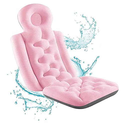Bath Cushion, Full Body Bath Pillow Bathtub Back, Head and Neck Rest Support for Luxury Comfort | Spa Cushion for Jacuzzi Hot Tub, Quick Drying, Machine Wash Safe - Fits Most Tubs,Pink