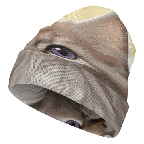 Gorro de punto de gato elástico unisex para invierno