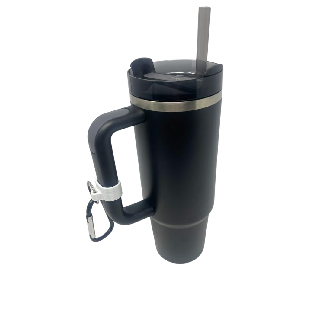 Carabiner Clip Attachment Compatible with Stanley H2.0 40 oz Tumblers | Carabiner & Keychain Attachment for Holding Keys, Wallets, or Other Accessories | Made in USA (White)