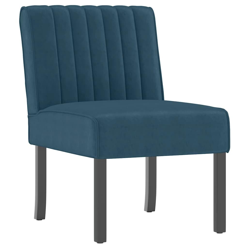vidaXL Fauteuil sans accoudoirs Bleu Velours