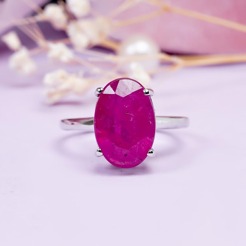 Bague pierre de naissance rubis ovale R-021-24-13.5, l'élégance au quotidien en or rose