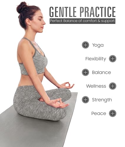 ROMIX Yoga Mat Thick 10 MM Foam Exercise Mat, 180x60x1cm Non Slip Gym Mats With Carry Bag and Strap, Yoga Mats for Women Men Pilates Mat Gymnastics Meditation Home Outdoor - Image 3