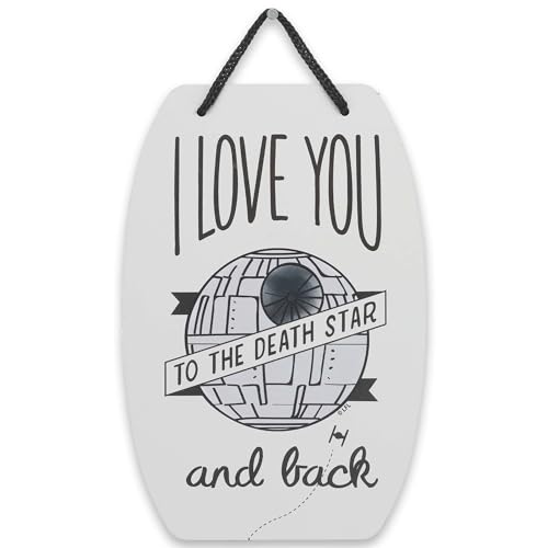 Image of Star Wars I Love You To The Death Star and Back Hanging Metal Sign - Fun Star Wars Gift for Spouse, Friend or Child