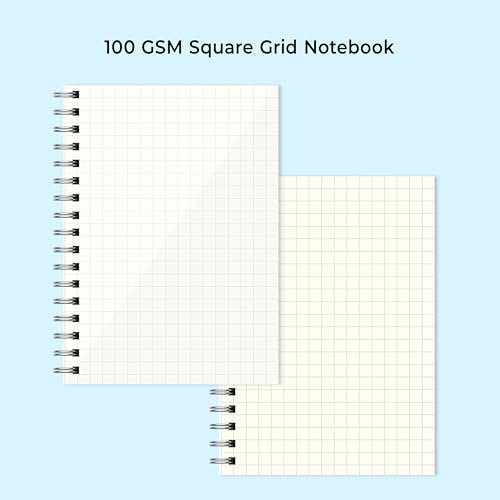 Image of PaperO A6 Square Grid Notebook Pack of 3 | 100 GSM Natural Shade Paper | 5mm Graph Pages | 100 Pages | 4.1 x 5.8 Inch Compact Size | Acid-Free Paper | Durable Binding | Transparent Cover | Ideal for Notes, Math & Sketching