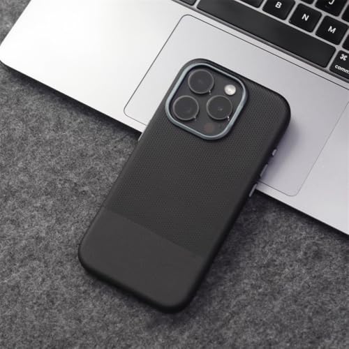 Étui en cuir iPhone 15 Pro magnétique antichoc noir avec protection objectif pour professionnels