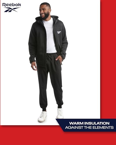 Image of Reebok Mens Fleece Lined Sweater Jacket, Weather Resistant Full Zip (M-XXL)