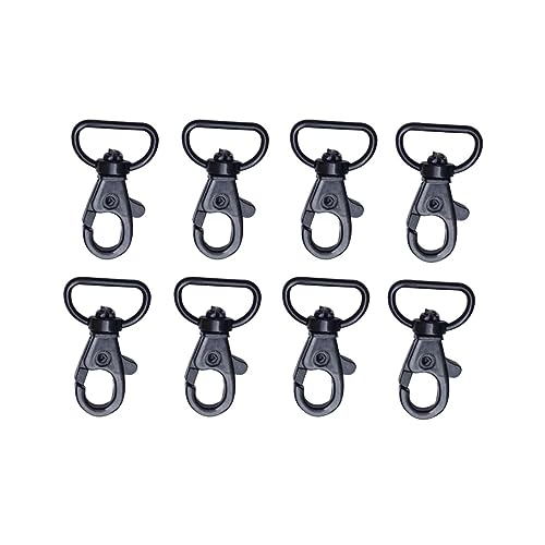 TEHAUX 8pcs Heavy Duty Snap Hooks Swivel Keychains Black Lobster Clasp Keychain Accessories for Lanyards Clips for Keys and Id Cards
